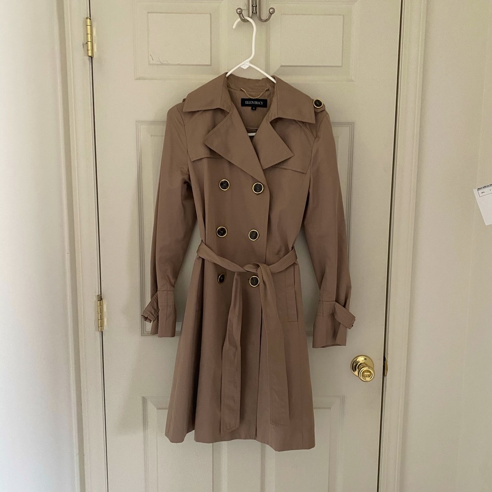 Ellen Tracy beige tan trench coat size small